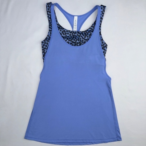 1042 lululemon All Sport Support Tank  - Size 4 - Lullaby Blue / Black - W1J88S - Picture 3 of 15
